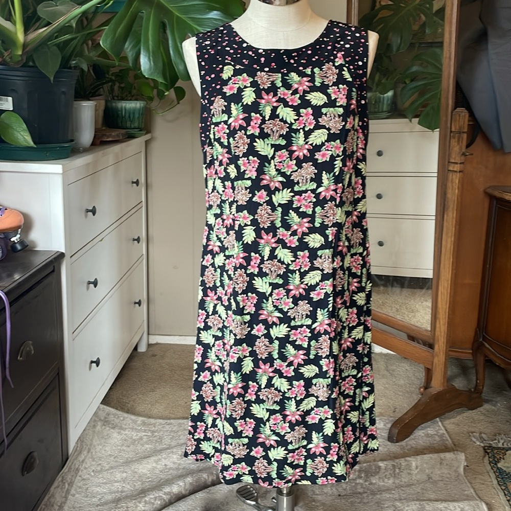 Twyla Blu black floral sleeveless dress, XL